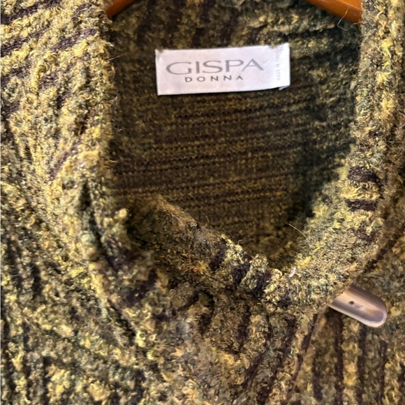 Gispa Donna Made in Italy Vintage Textured Olive Long Sleeve Coat size 2X - Picture 3 of 3